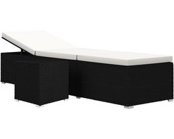 Verstelbaar Ligbed Tuin met Kussen en Theetafel voor Buiten