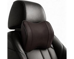 Verstelbaar Nekkussen voor Autostoel, Schuimkussen voor Neksteun, Verminder Nekpijn en Verhoog Comfort tijdens het Rijden (Bruin)