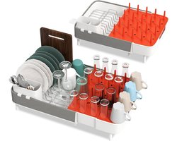 Verstelbaar RVS Afdruiprek met Bestekhouder en Draaibare Afvoer