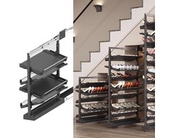 Verstelbaar schoenenrek - Schoenenorganizer Kast - Schoenen Opbergen - Uitschuifbaar Ontwerp - 68 cm - Zwart