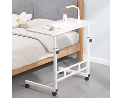 Verstelbaar Staand Bureau – Hoogte 59,9–88,9 cm & Kantelbaar Werkblad – Opvouwbaar, Mobiele Computertafel met Houten Frame – Ergonomisch voor Thuis, Kantoor & Naast Bed