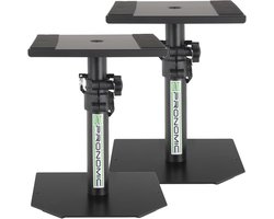 Verstelbaar Tafelstatief voor Studiomonitors - Stabiele Speakerstands - Hoogte 25,5 tot 41 cm - Zwart