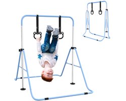Verstelbaar Turnrek Voor Kinderen - Gymnastiek Rek - Gymnastiekrek Met Ringen - Turnrek Met Turnringen - Turnstang - Duikelrek - Duikelstang - Klimrek - Klimboog - Fitness Rek - Staand - Inklapbaar Turnrek - Turnen Thuis - Thuisgym Kinderen - BLAUW