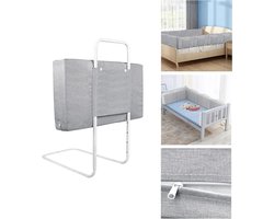 Verstelbaar zacht kinderbed van 40-60 cm, valbestendige bedsprei voor kinderen in meerdere maten (Linnen Grijs, 50 cm)