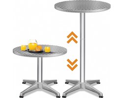 Verstelbare 2-in-1 Statafel - Hoogte 70 tot 115 cm - Ronde Bistrotafel Ø 60 cm - Weerbestendig en Stabiliteit