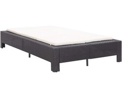 Verstelbare 2-persoons polyrotan zonneligstoel ligbed relaxstoel tuinmeubelen 220 x 130 x 35 cm met kussen, rotan ligstoel strandstoel strandstoel vrijetijdsligstoel stalen frame