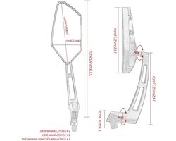 Verstelbare Achteruitkijkspiegel voor Motorfiets, Scooter en Cafe Racer - 8 mm en 10 mm Bevestiging, Ideaal voor Bobber en Touring
