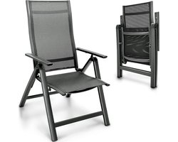 Verstelbare Aluminium Tuinstoel met Armleuningen en Hoge Rugleuning voor Tuin en Balkon