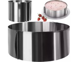 Verstelbare bakvorm/ cakevorm voor zoet en hartig - Bak ring - In diameter verstelbaar van 16 tot 30 cm - Zilver