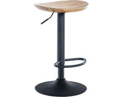 Verstelbare Barkruk van Massief Hout met Zwart Metaal - Perfect voor Elke Interieur