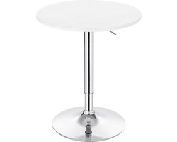 Verstelbare bartafel - statafel/partytafel - stevig MDF - strak & praktisch - modern wit - 45x60x68-88 cm