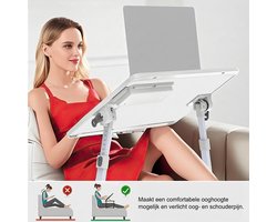 Verstelbare Bedtafel-Hoogte Verstelbaar Laptoptafel-Bedbureau voor Werken Lezen en Laptop-Elegant Wit
