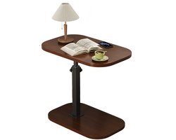 Verstelbare Bedtafel - In Hoogte Verstelbare Tafel 45-80 cm - Laptop Bedtafel - Zwart Metaal Frame Met Walnootkleur Blad 45×30 cm - Bijzettafel