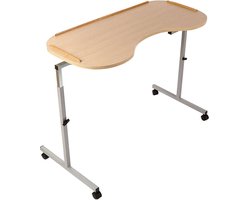 Verstelbare Bedtafel / Stoeltafel met wieltjes - Lichtbruin