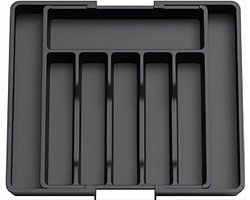 Verstelbare Bestekbak - Uitschuifbaar van 6 tot 8 Vaks - 33-57 x 38 x 5.5 cm - Organiser -Zwart