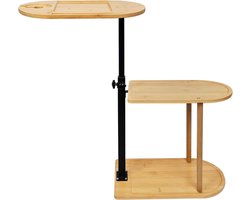 Verstelbare Bijzettafel - Multifunctioneel en Praktisch - 1 stuk - Bamboe
