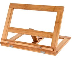 Verstelbare Boekenstandaard - Boekenhouder voor kookboek (kookboekstandaard) tablet of boek standaard - Bamboe - Hout
