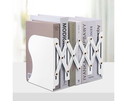 Verstelbare boekensteunen - metalen boekuiteinden voor boeken, papieren en tijdschriften in white (tot 48,3 cm)