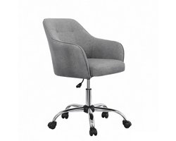 Verstelbare Bureaustoel 64 x 64 x (83-93) cm grijs Metaal Voor Kantoor Studiekamer Thuiskantoor Met Wielen Stevig Frame Maximale Belasting 120 kg Zachte Ademende Zitting