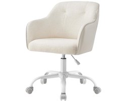 Verstelbare Bureaustoel 64 x 64 x (83-93) cm Wit Metaal Voor Kantoor Studiekamer Thuiskantoor Met Wielen Stevig Frame Maximale Belasting 120 kg Zachte Ademende Zitting