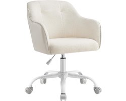 Verstelbare bureaustoel met wielen, stevig metalen frame (max. 120 kg), zachte en ademende zitting. Geschikt voor kantoor en studeerkamer. 64 x 64 x (83-93) cm, Wit
