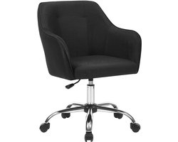 Verstelbare bureaustoel met wielen, stevig metalen frame (max. 120 kg), zachte en ademende zitting. Geschikt voor kantoor en studeerkamer. 65 x 69 x (83 - 93) cm, zwart.