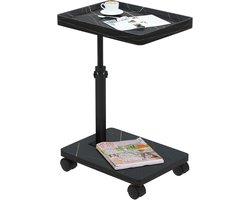 Verstelbare C-vorm Bijzettafel met Wieltjes – 360° Draaibaar & Hoogte 45–80 cm – Laptoptafel, Salontafel, Nachtkastje, Rolkastje – Multifunctioneel, Ruimtebesparend – Voor Bank, Bed, Woonkamer, Slaapkamer & Kantoor
