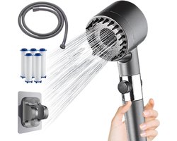 Verstelbare douchekop met filter, 1.5 m slang, waterbesparend voor hard water, chloor, bacteriën en zware metalen verwijderen