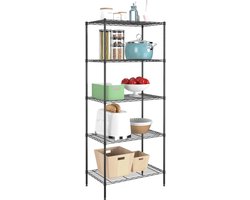Verstelbare Draad Rekken Eenheid voor Opslag - 5-Plank Metalen Organisator voor Keuken, Garage en Pantry