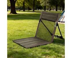 Verstelbare draagbare strandstoel met opvouwbare lichtgewicht strandmat, ideaal voor kamperen, buitenactiviteiten en reizen, comfortabel en ademend in bruin
