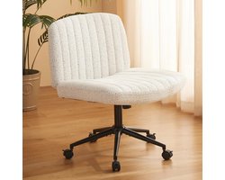 Verstelbare draaistoel met brede zitting en pocketveringkussen - Moderne Vanity Chair in wit