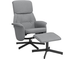 Verstelbare Fauteuil - Relaxstoel Draaistoel - Ontspannen Zitten - Met Voetenbank - 110 kg - Lichtgrijs
