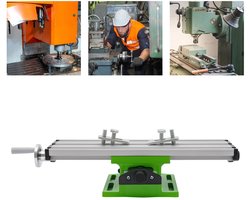 Verstelbare Freestafel – Precisie Werktafel met Handwielen en Schalen – Aluminium Freesbank voor Mini Tafelboormachine en Boorhouder - Groen met Zwart