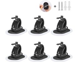 Verstelbare gordijnhaakhouders - 6 stuks zelfklevende gordijnroedes zonder boren - Lijm houders voor gordijnen (zwart)