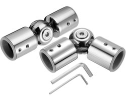 Verstelbare gordijnroedes hoekverbinders - 2 stuks - roestvrij staal - zilver