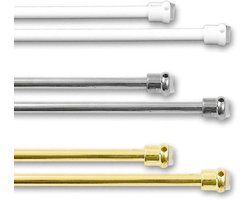 Verstelbare gordijnroedes - zonder boren - 1 paar - chroom - 25 tot 36 cm