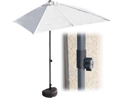 Verstelbare Halve Parasol voor Balkon - Zonnescherm met Stevige Basis