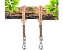 Verstelbare Hangstoel Hanger Set voor Bomen - 2 Stuks 60 cm met Carabiner en Touw voor Schommels en Hangmatten
