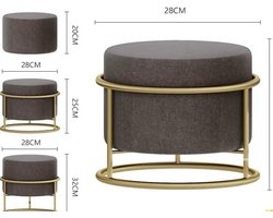 Verstelbare Hocker - Voetenbankje - Poef - Metalen Frame - Verstelbaar in hoogte - Wasbare hoes - Bruin - Stof