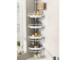 Verstelbare Hoek Douche Caddy - Roestvrij Stalen Organizer voor Badkamer met 4 Planken