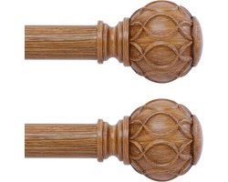 Verstelbare Houten Gordijnroedes Set van 2 - Uitschuifbaar van 168 tot 305 cm - Zware Kwaliteit Rustieke Decoratie