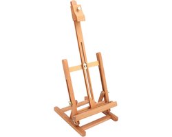 Verstelbare Houten Schildersezel voor Studio Artiesten - Stabiele Display Stand - Hoogte en Hoek Verstelbaar - H Frame Schildersezel met Verstelbaar Tafelblad.