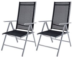 Verstelbare Inklapbare Tuinstoel Set van 2 met Hoge Rugleuning voor Terras en Tuin