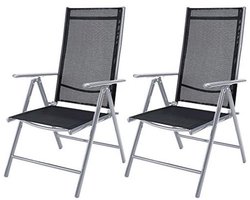 Verstelbare Inklapbare Tuinstoel Set van 2 met Hoge Rugleuning voor Terras en Tuin
