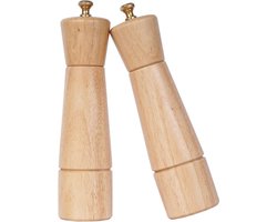 Verstelbare Keramische Zoutmolen - Roestvrij Stalen Peper Molen - Rubber Hout - 22 cm Hoogte - Bodem Diameter 55 cm