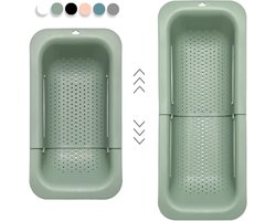 Verstelbare keuken vergiet/zeef | 36 tot 50 cm uitschuifbaar | BPA vrij | Vergiet voor gootsteen | Zeef keuken | Keukengerei | Kunststof | Groen
