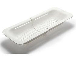 Verstelbare keuken vergiet/zeef | 36 tot 50 cm uitschuifbaar | BPA vrij | Vergiet voor gootsteen | Zeef keuken | Keukengerei | Kunststof | wit