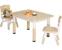 Verstelbare Kindertafel met Stoelen – Ergonomische Speel- & Tekentafel – Veilig & Stevig – Speeltafel en 2 Stoelen - Activiteiten Tafel - Verstelbaar Kinder Tafel - Voor Kinderen 3-8 Jaar