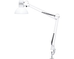 Verstelbare klemlamp met scharnierarm voor kantoor en bureau - elegante bureaulamp LED van metaal - exclusieve LED-lamp - wit Bureaulamp