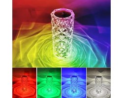 Verstelbare Kleurenlamp - 16 Kleuren - Oplaadbaar - Tafellamp - Kristallamp - Kristal Touch Lamp - Designer lamp - Decoratie - Lamp met afstandbediening - Oplaadbaar